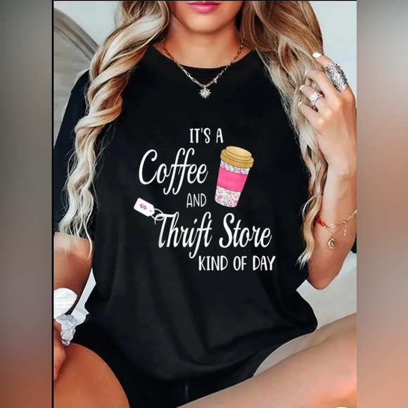 Tops - Graphic Tee Women’s Black - Coffee and Thrift Store NIP
